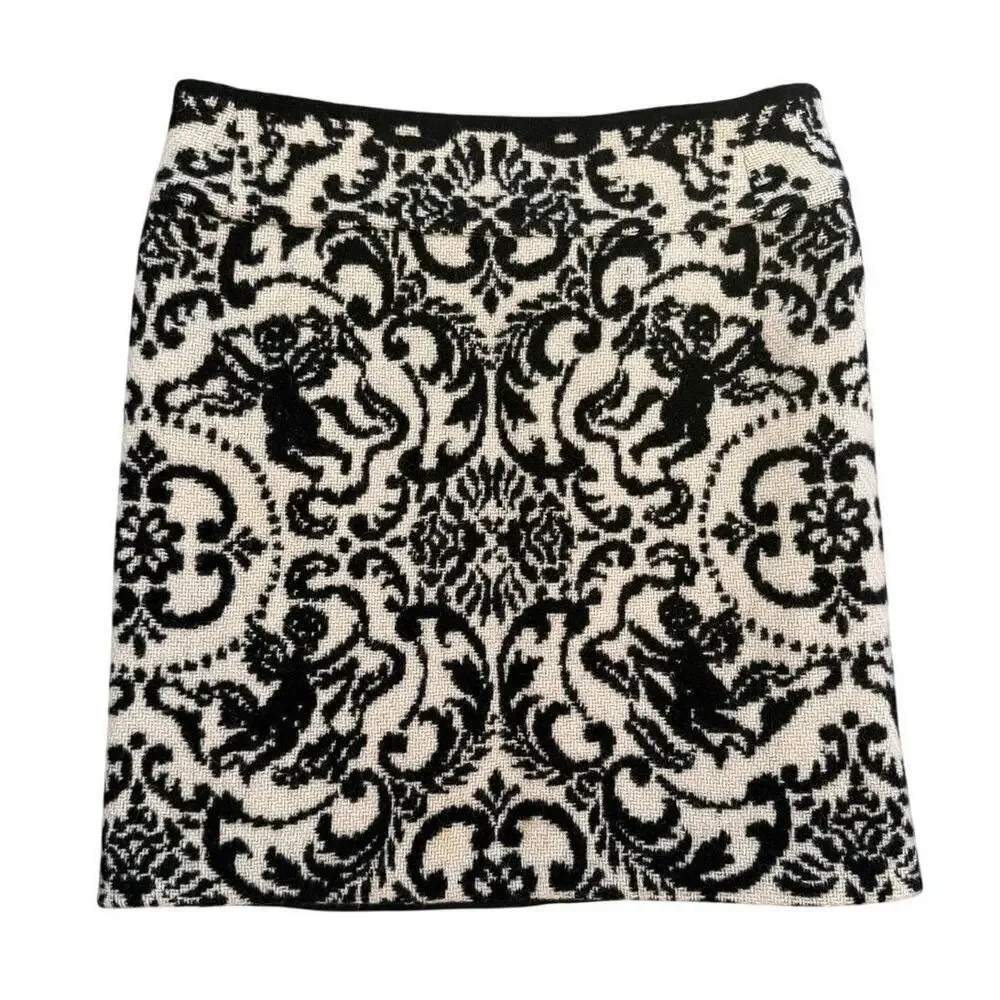 J. McLaughlin Black White Wool Mini Skirt Size 6